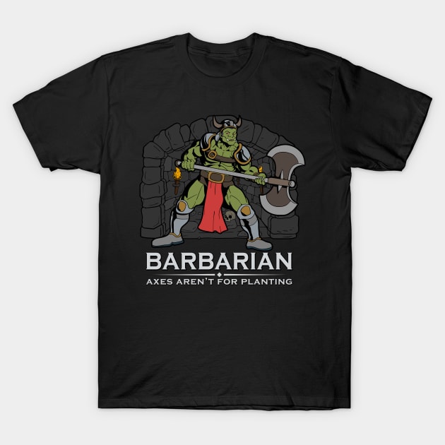 D20 Roleplay Character - Orc Barbarian T-Shirt by Modern Medieval Design